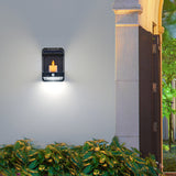 Candle-shaped outdoor solar wall lamp: Solar porch lamp from dusk to dawn, sensor-protected waterproof lamp cover, suitable for patios, garages, gardens, barns, farmhouses, houses, etc.