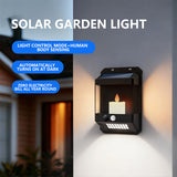 Candle-shaped outdoor solar wall lamp: Solar porch lamp from dusk to dawn, sensor-protected waterproof lamp cover, suitable for patios, garages, gardens, barns, farmhouses, houses, etc.